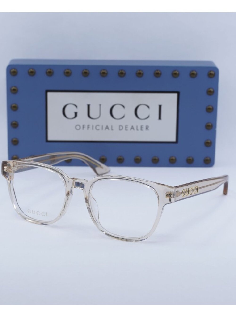 Gucci GG1746OA 002 Square Eyeglasses - Transparent Pale Pink 52mm